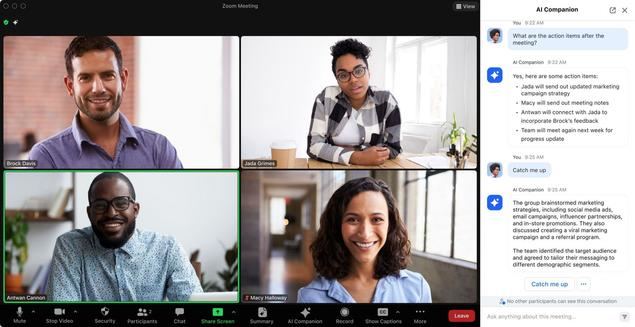 Zoom presenta Zoom AI Companion, disponible sin coste adicional con las cuentas de usuario de pago de Zoom