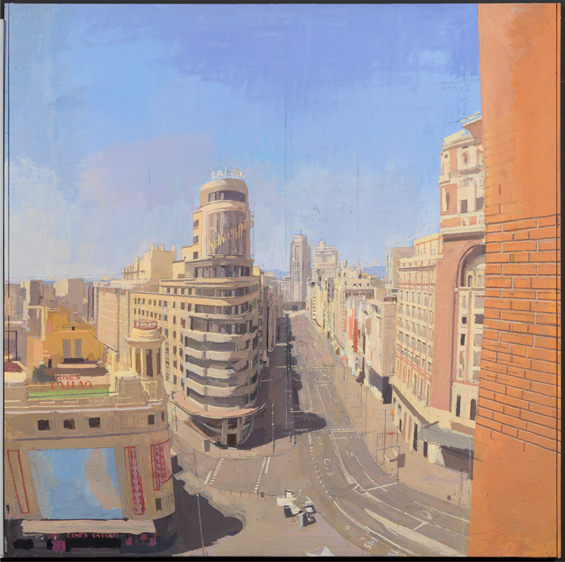 El Corte Inglés felicita a Antonio López por su 90 cumpleaños con una proyección en Gran Vía