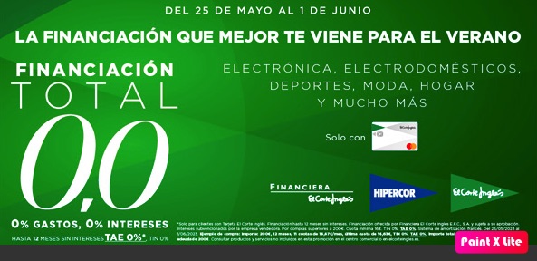El Corte Inglés lanza “Financiación Total 0,0” sólo del 25 de mayo al 1 de junio