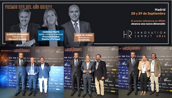 El HR Innovation Summit entrega los Premios CEOs del Año HRIS2022 a Jaime de Jaraíz (LG), Vanessa Prats (Procter&Gamble) y Alberto Granados (Microsoft)
