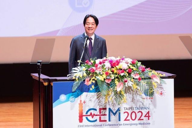 El presidente Lai Ching-te pronunció un discurso en la ceremonia de apertura de la Conferencia Internacional sobre Medicina de Urgencias 2024, el 20 de junio en el Centro Internacional de Convenciones de Taipéi, en la capital. (Foto cortesía de la Oficina Presidencial)