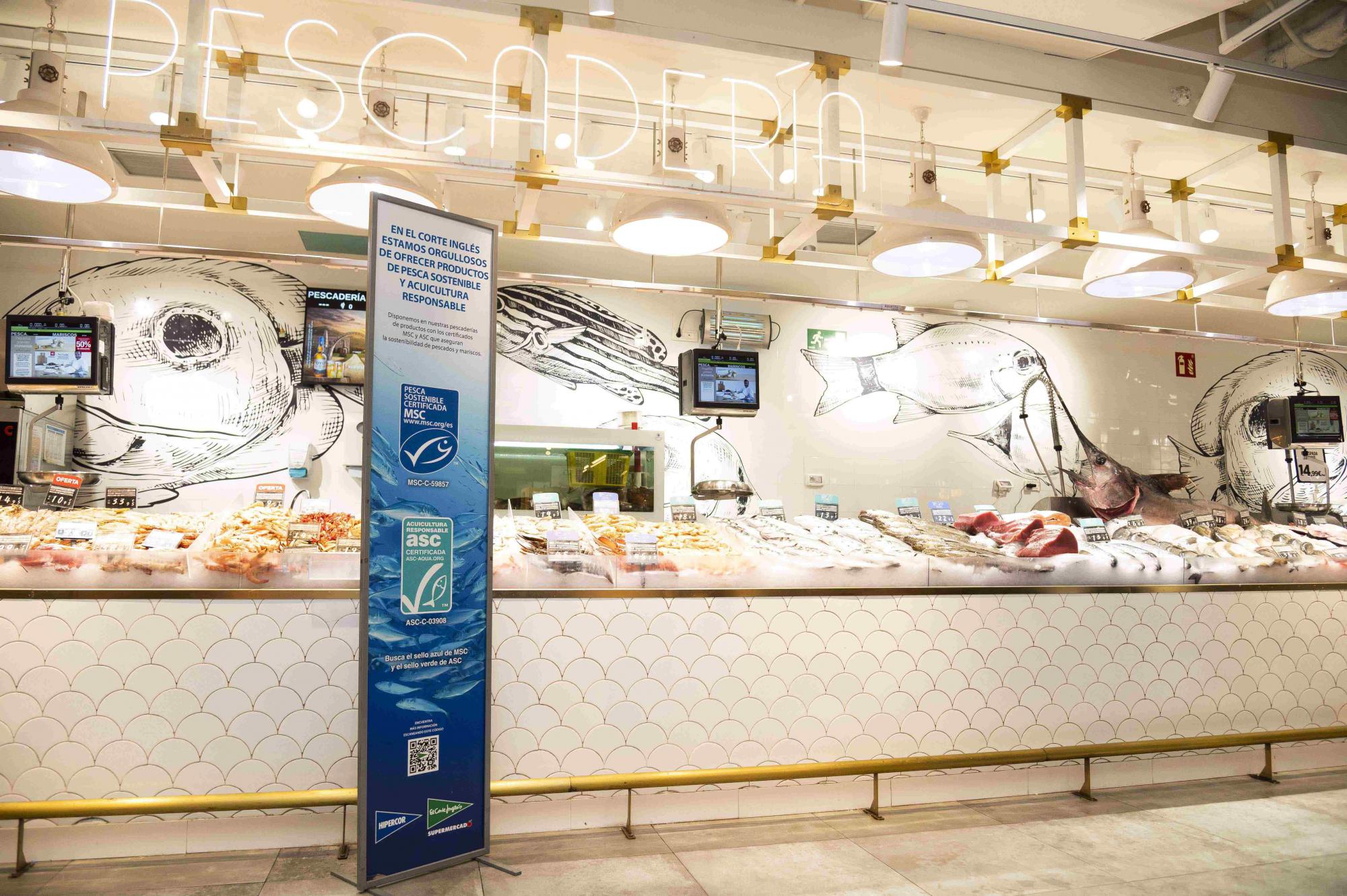 El Corte Inglés renueva la certificación MSC y ASC para sus 184 mostradores de pescado fresco