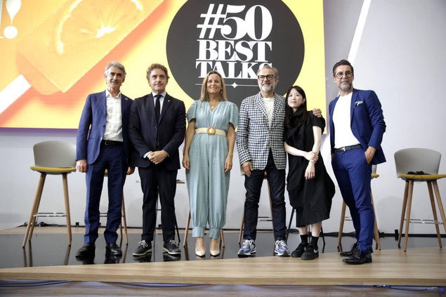 De izquierda a derecha: Charles Reed, Francesc Colomer, Paula Llobet, Massimo Bottura, Ellia Park y Quique Dacosta