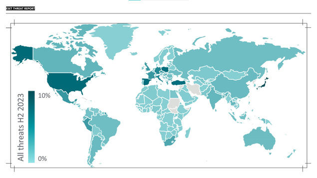 Países más afectados por las ciberamenazas