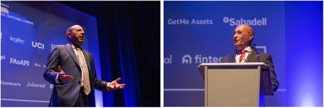 El economista Gonzalo Bernardos (izquierda) y el vicepresidente del Consejo General, Ángel Martínez León (derecha).