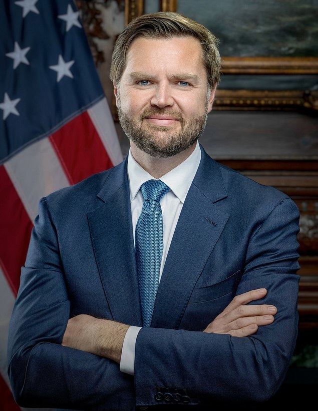 Retrato oficial de James David Vance, vicepresidente de los Estados Unidos desde el 20 de enero de 2025 bajo la segunda presidencia de Donald Trump.