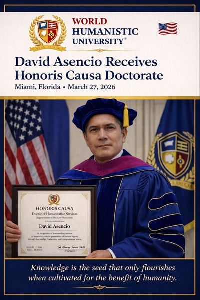 David Asencio recibe el Honoris Causa por la World Humanistic University de Miami