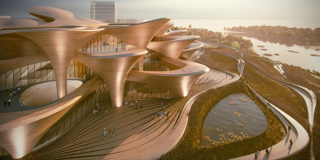 Zaha Hadid Architects presentó en 2024 el diseño del nuevo centro de investigación científica en Tashkent, capital de Uzbekistán.